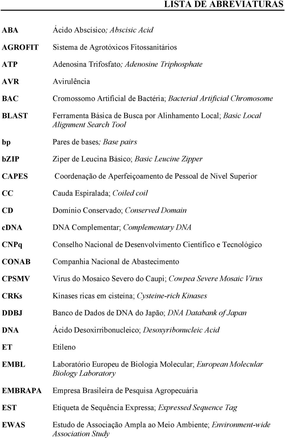 Local Alignment Search Tool Pares de bases; Base pairs Ziper de Leucina Básico; Basic Leucine Zipper Coordenação de Aperfeiçoamento de Pessoal de Nível Superior Cauda Espiralada; Coiled coil Domínio