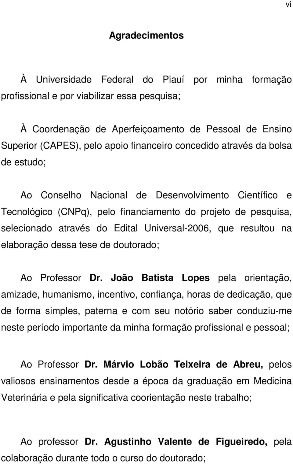 Universal-2006, que resultou na elaboração dessa tese de doutorado; Ao Professor Dr.