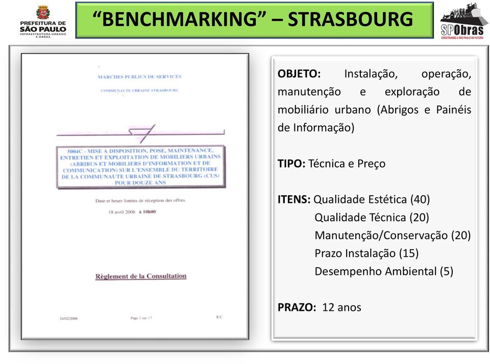 Técnica e Preço ITENS: Qualidade Estética (40) Qualidade Técnica (20)