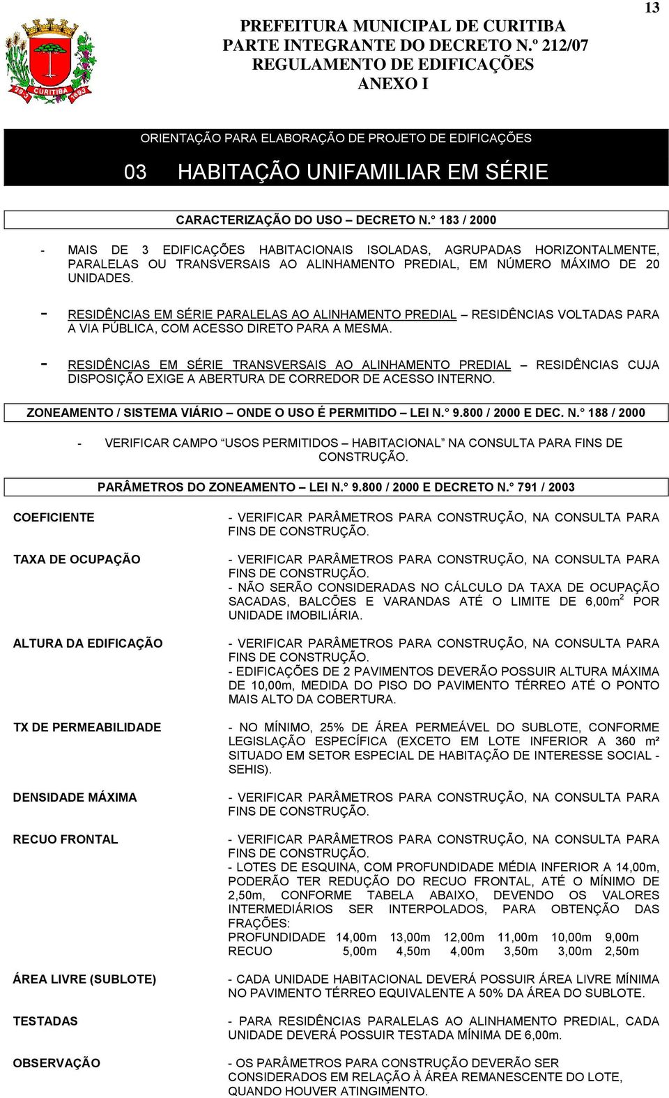 - RESIDÊNCIAS EM SÉRIE PARALELAS AO ALINHAMENTO PREDIAL RESIDÊNCIAS VOLTADAS PARA A VIA PÚBLICA, COM ACESSO DIRETO PARA A MESMA.