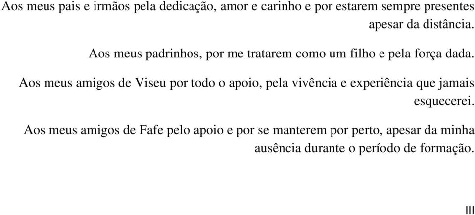 Aos meus amigos de Viseu por todo o apoio, pela vivência e experiência que jamais esquecerei.