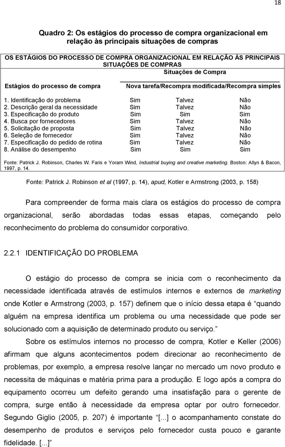 Descrição geral da necessidade Sim Talvez Não 3. Especificação do produto Sim Sim Sim 4. Busca por fornecedores Sim Talvez Não 5. Solicitação de proposta Sim Talvez Não 6.