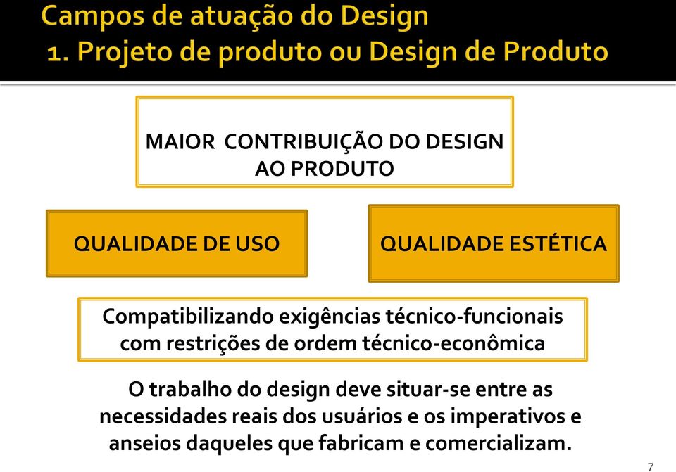 técnico-econômica O trabalho do design deve situar-se entre as necessidades