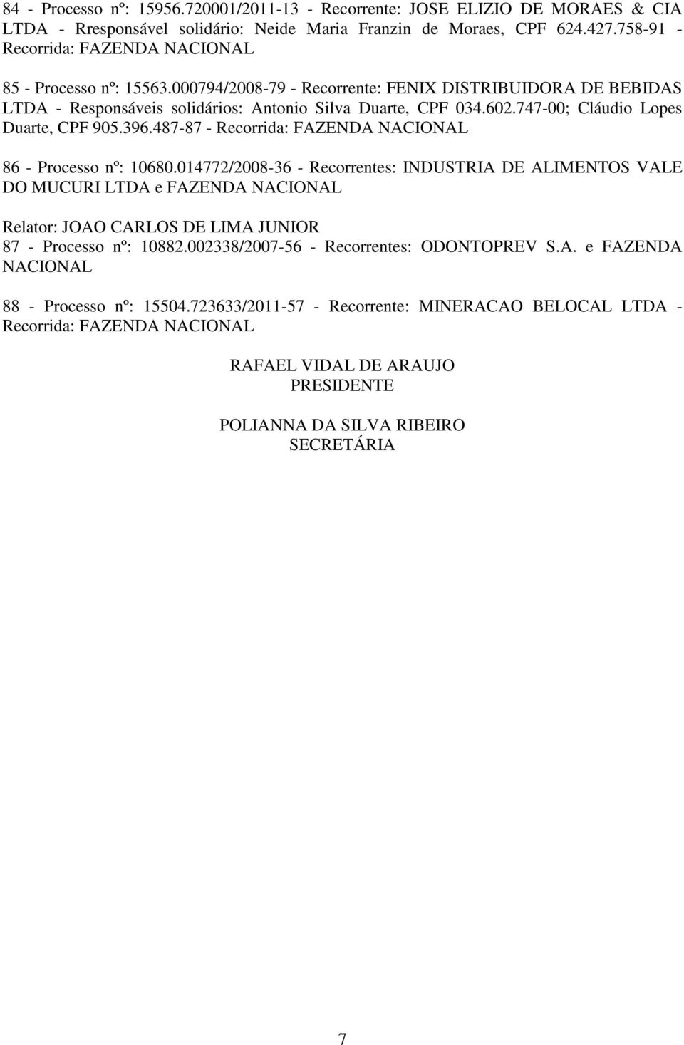 747-00; Cláudio Lopes Duarte, CPF 905.396.487-87 - 86 - Processo nº: 10680.