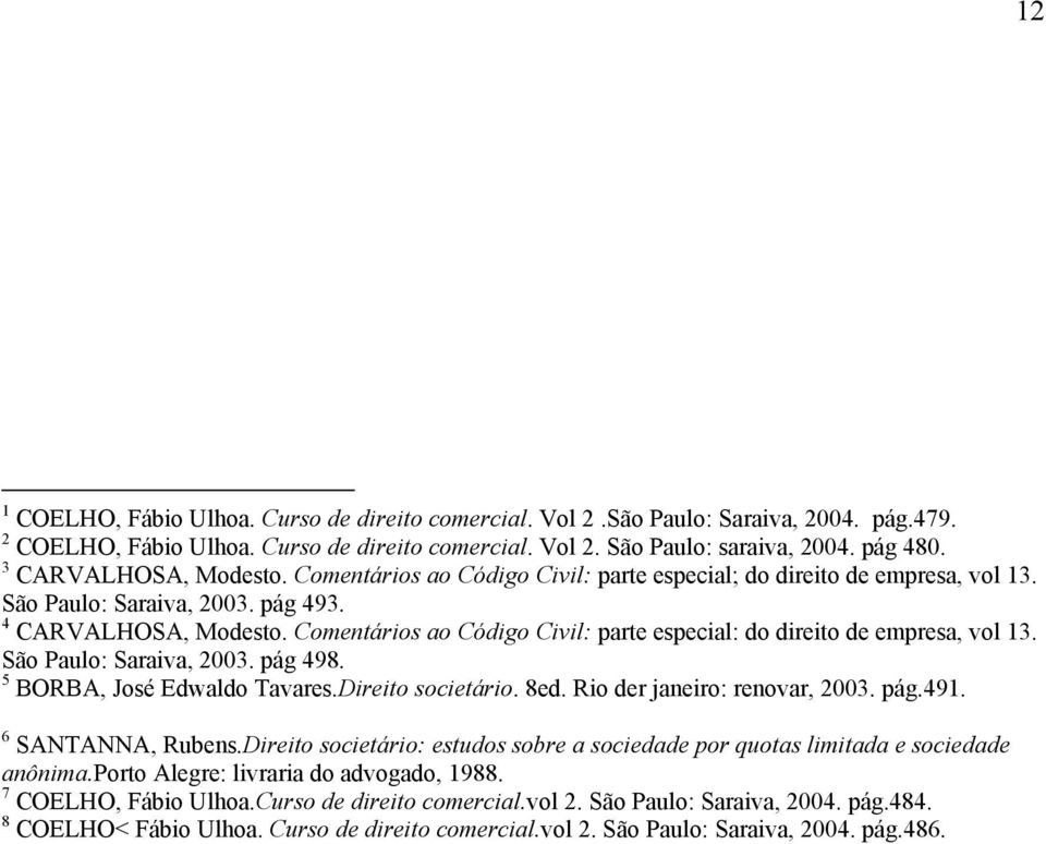 Comentários ao Código Civil: parte especial: do direito de empresa, vol 13. São Paulo: Saraiva, 2003. pág 498. 5 BORBA, José Edwaldo Tavares.Direito societário. 8ed. Rio der janeiro: renovar, 2003.