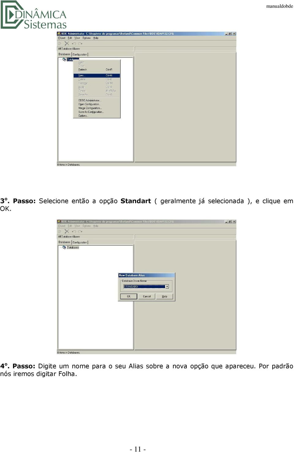 Passo: Digite um nome para o seu Alias sobre a nova