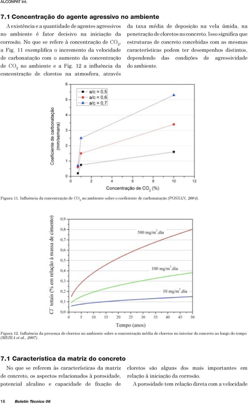 Isso significa que estruturas de concreto concebidas com as mesmas características podem ter desempenhos distintos, de carbonatação com o aumento da concentração dependendo das condições de