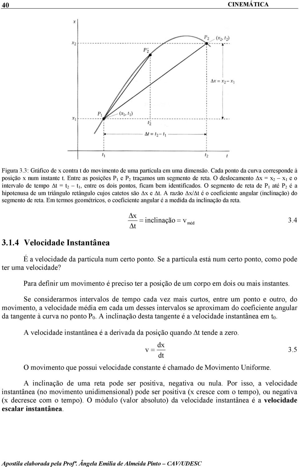 A razão / é o coeficiente angular (inclinação) do segmento de reta. Em termos geométricos, o coeficiente angular é a medida da inclinação da reta. inclinação méd.4.