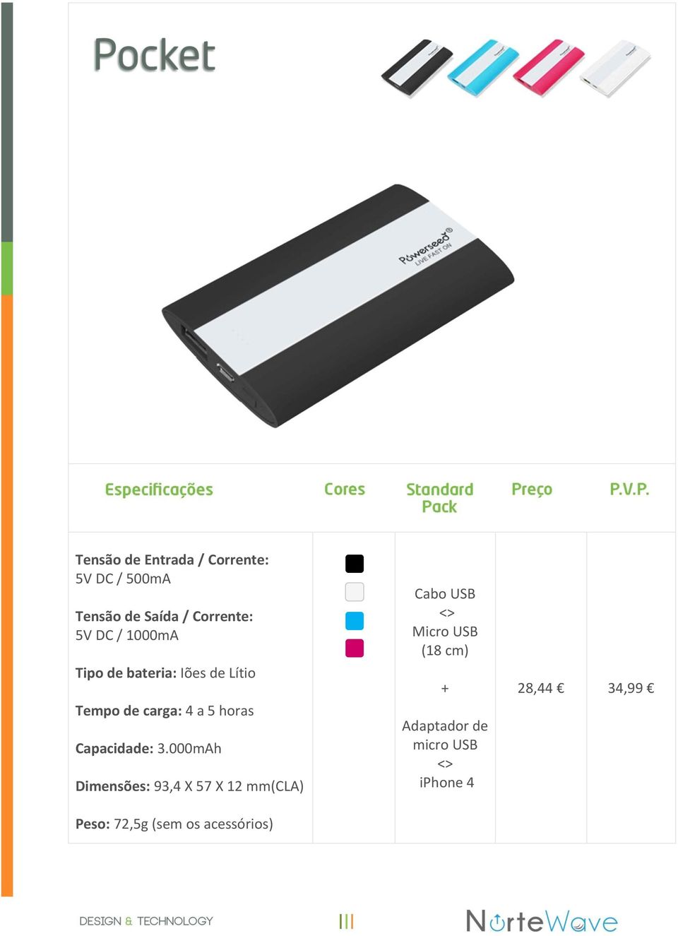 000mAh Dimensões: 93,4 X 57 X 12 mm(cla) Peso: