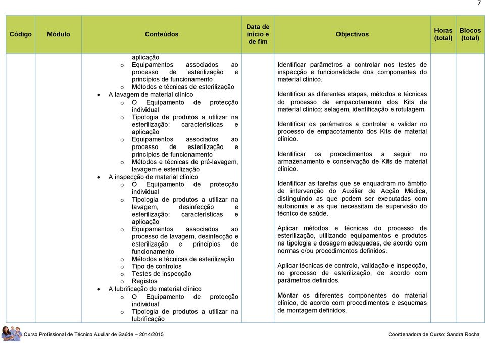 de pré-lavagem, lavagem e esterilização A inspecção de material clínico o O Equipamento de protecção individual o Tipologia de produtos a utilizar na lavagem, desinfecção e esterilização: