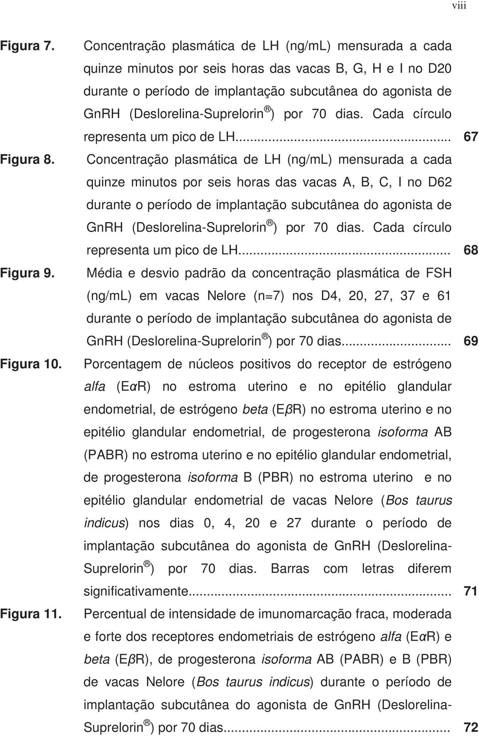 (Deslorelina-Suprelorin ) por 70 dias. Cada círculo representa um pico de LH.