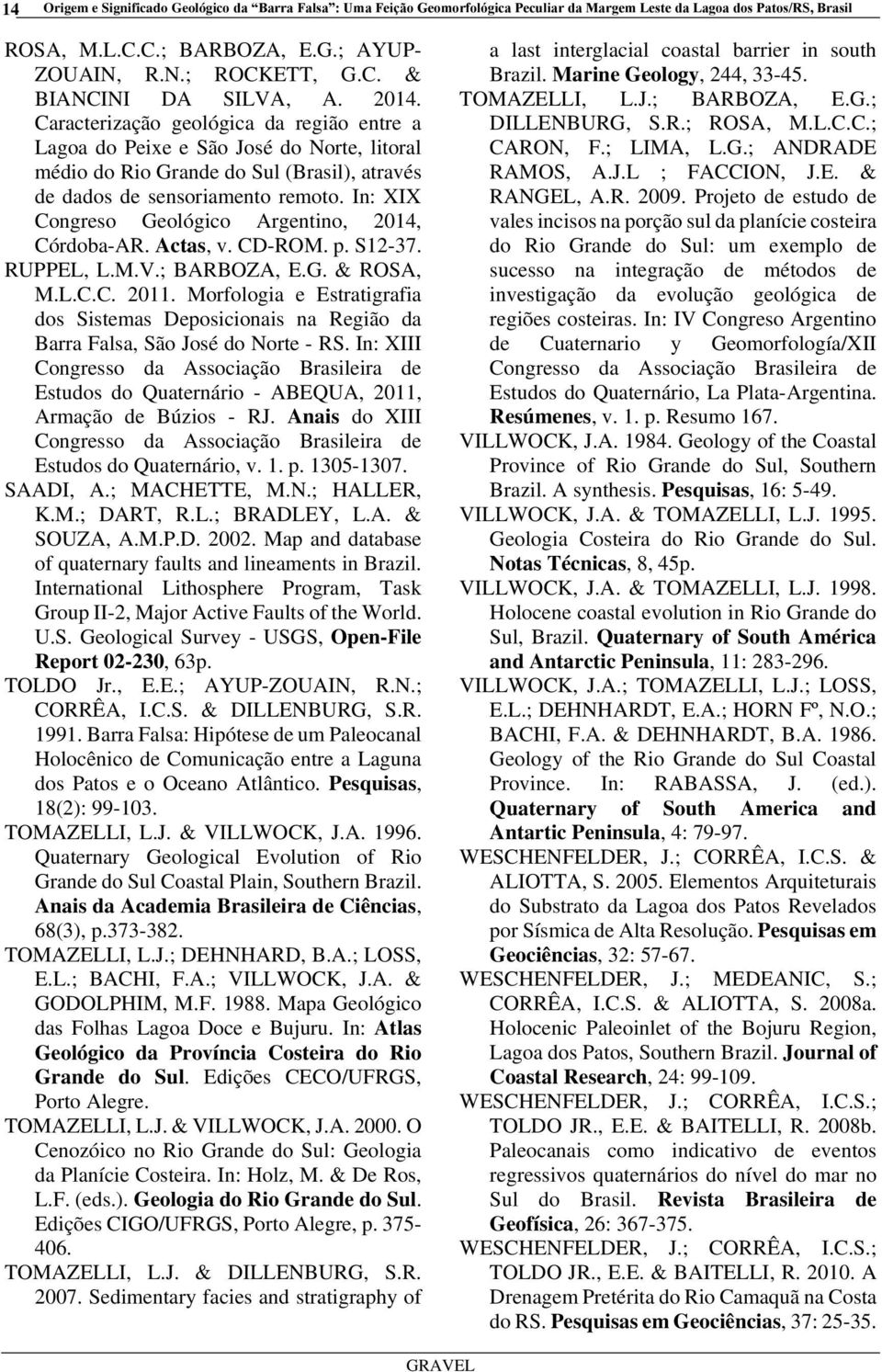 In: XIX Congreso Geológico Argentino, 2014, Córdoba-AR. Actas, v. CD-ROM. p. S12-37. RUPPEL, L.M.V.; BARBOZA, E.G. & ROSA, M.L.C.C. 2011.