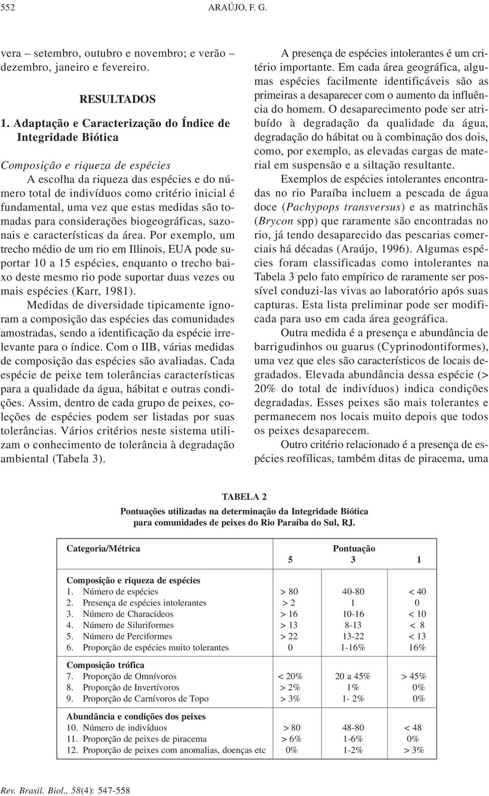 vez que estas medidas são tomadas para considerações biogeográficas, sazonais e características da área.