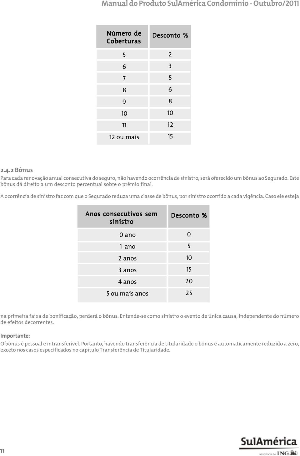 A ocorrência de sinistro faz com que o Segurado reduza uma classe de bônus, por sinistro ocorrido a cada vigência.