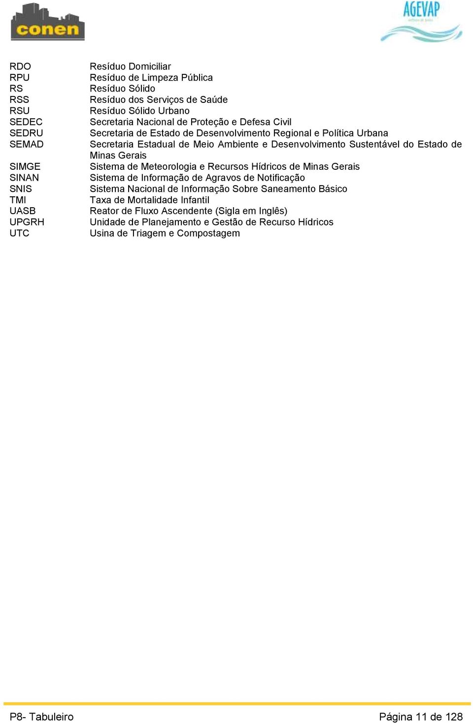 Estado de Minas Gerais Sistema de Meteorologia e Recursos Hídricos de Minas Gerais Sistema de Informação de Agravos de Notificação Sistema Nacional de Informação Sobre Saneamento Básico