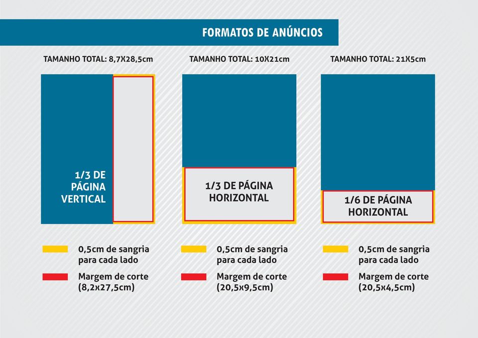 de sangria para cada lado Margem de corte (8,2x27,5cm) 0,5cm de sangria para cada lado