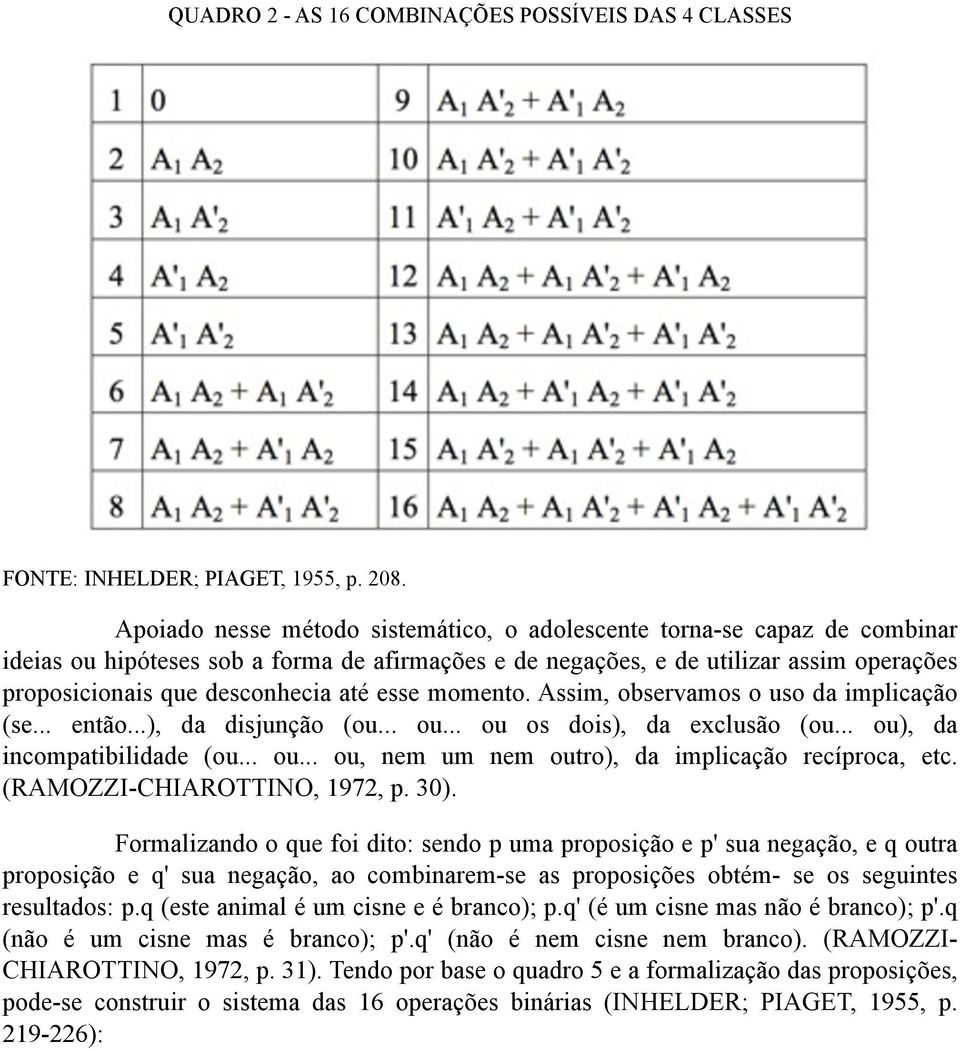 até esse momento. Assim, observamos o uso da implicação (se... então...), da disjunção (ou... ou... ou os dois), da exclusão (ou... ou), da incompatibilidade (ou... ou... ou, nem um nem outro), da implicação recíproca, etc.