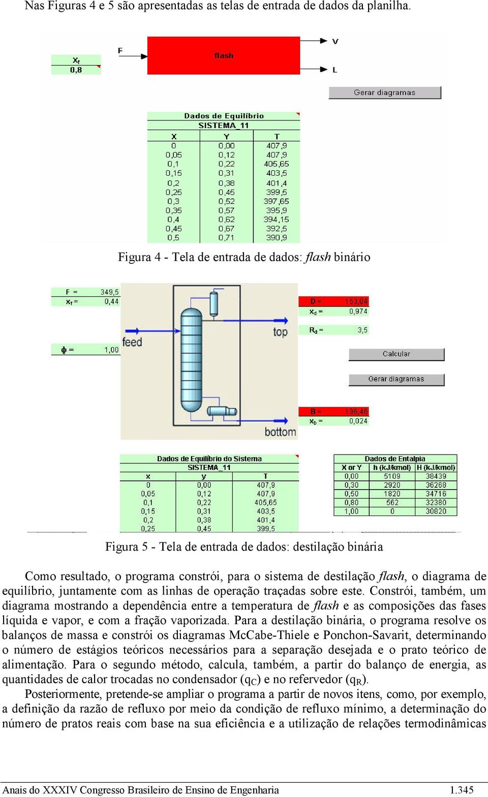 equilíbrio, juntamente com as linhas de operação traçadas sobre este.