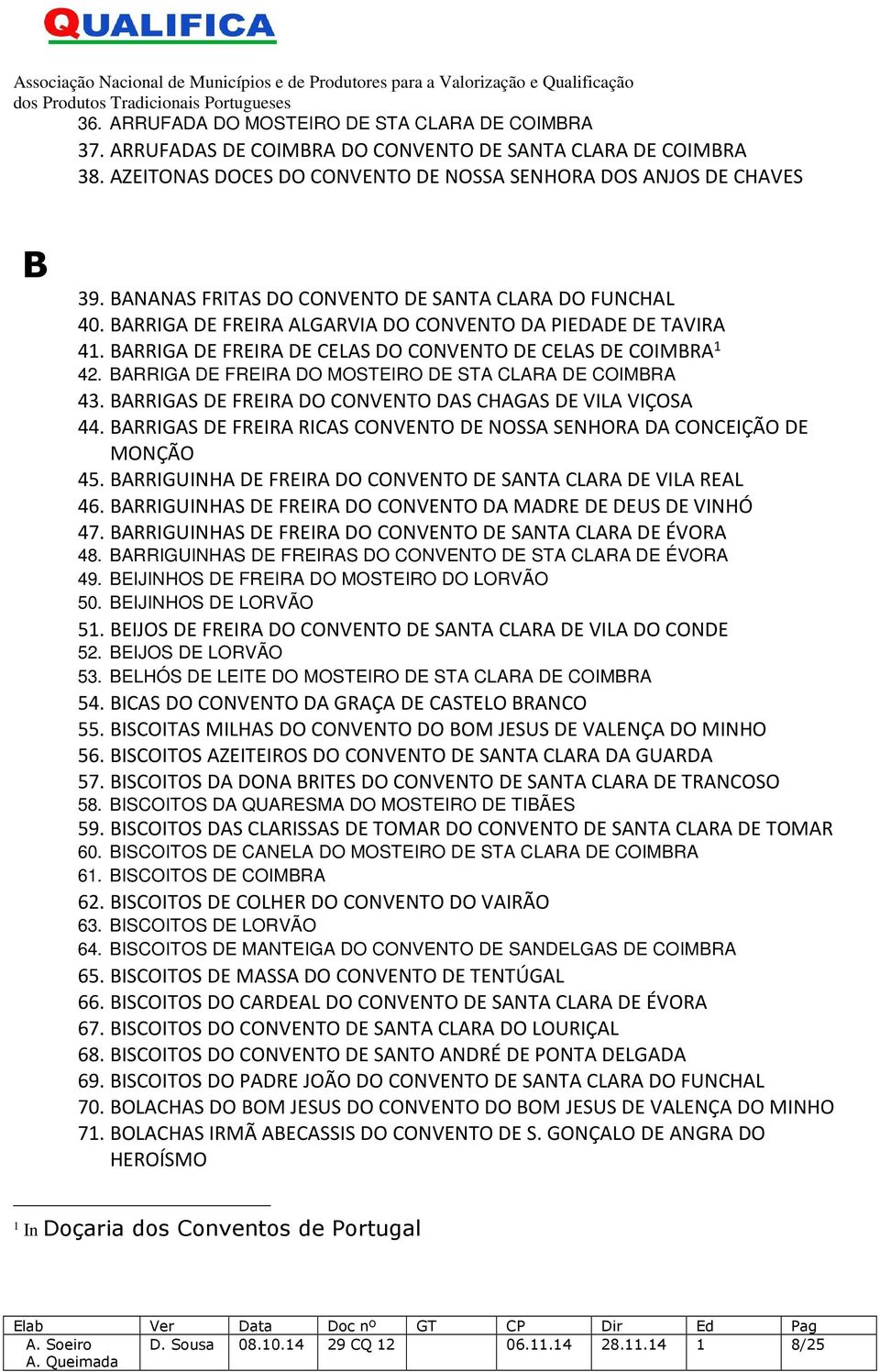 BARRIGA DE FREIRA DO MOSTEIRO DE STA CLARA DE COIMBRA 43. BARRIGAS DE FREIRA DO CONVENTO DAS CHAGAS DE VILA VIÇOSA 44. BARRIGAS DE FREIRA RICAS CONVENTO DE NOSSA SENHORA DA CONCEIÇÃO DE MONÇÃO 45.