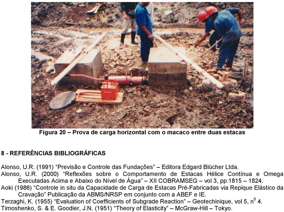 Aoki (1986) Conrole in siu da Capacidade de Carga de Esacas Pré-Fabricadas via Repique Elásico da Cravação Publicação da ABMS/NRSP em conjuno com a ABEF e IE.