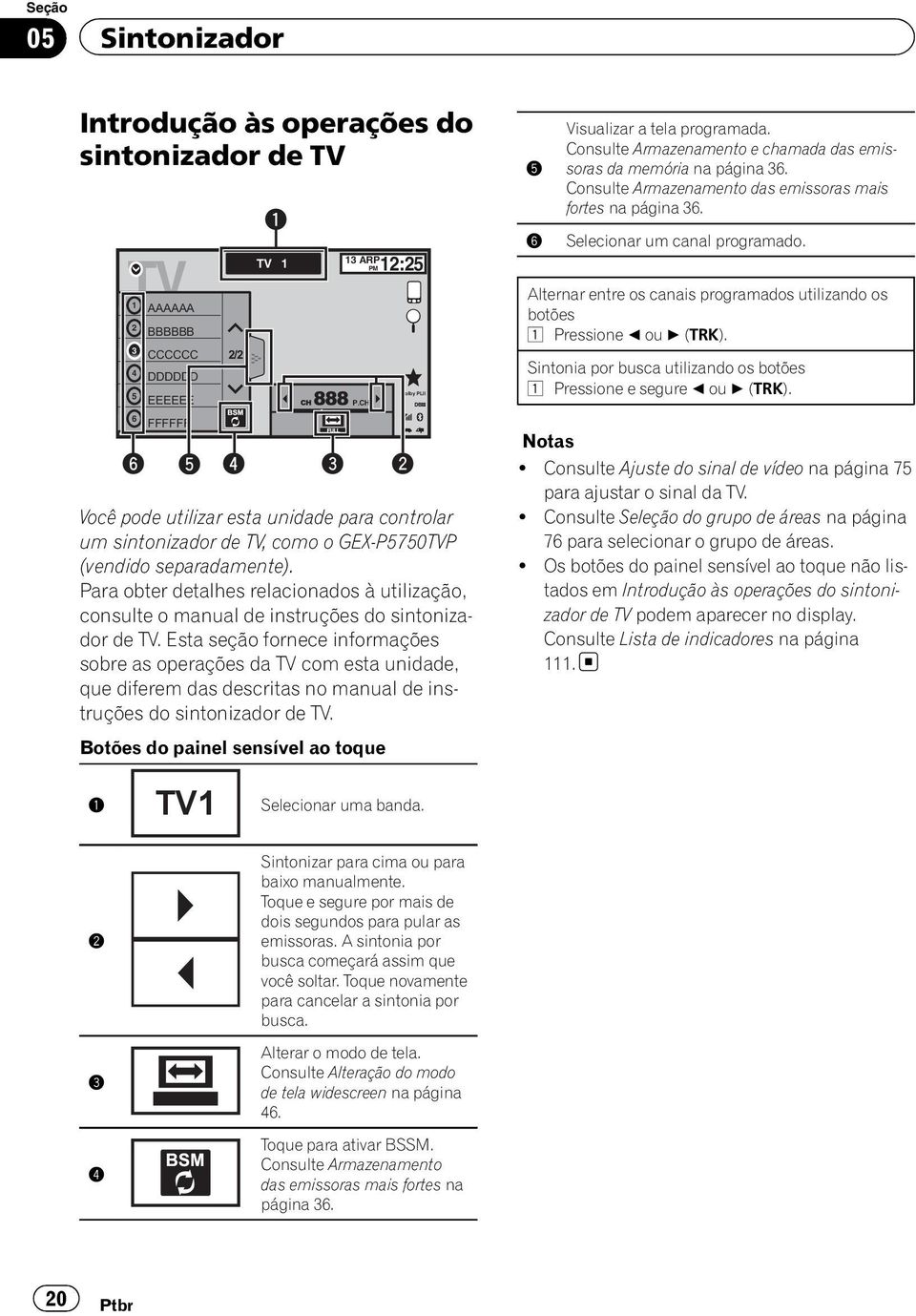 Para obter detalhes relacionados à utilização, consulte o manual de instruções do sintonizador de TV.