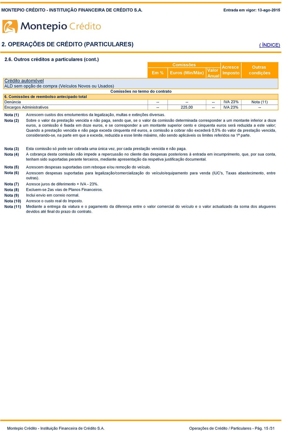 Sobre o valor da prestação vencida e não paga, sendo que, se o valor da comissão determinada corresponder a um montante inferior a doze euros, a comissão é fixada em doze euros, e se corresponder a