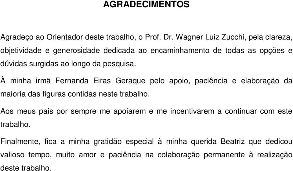 À minha irmã Fernanda Eiras Geraque pelo apoio, paciência e elaboração da maioria das figuras contidas neste trabalho.