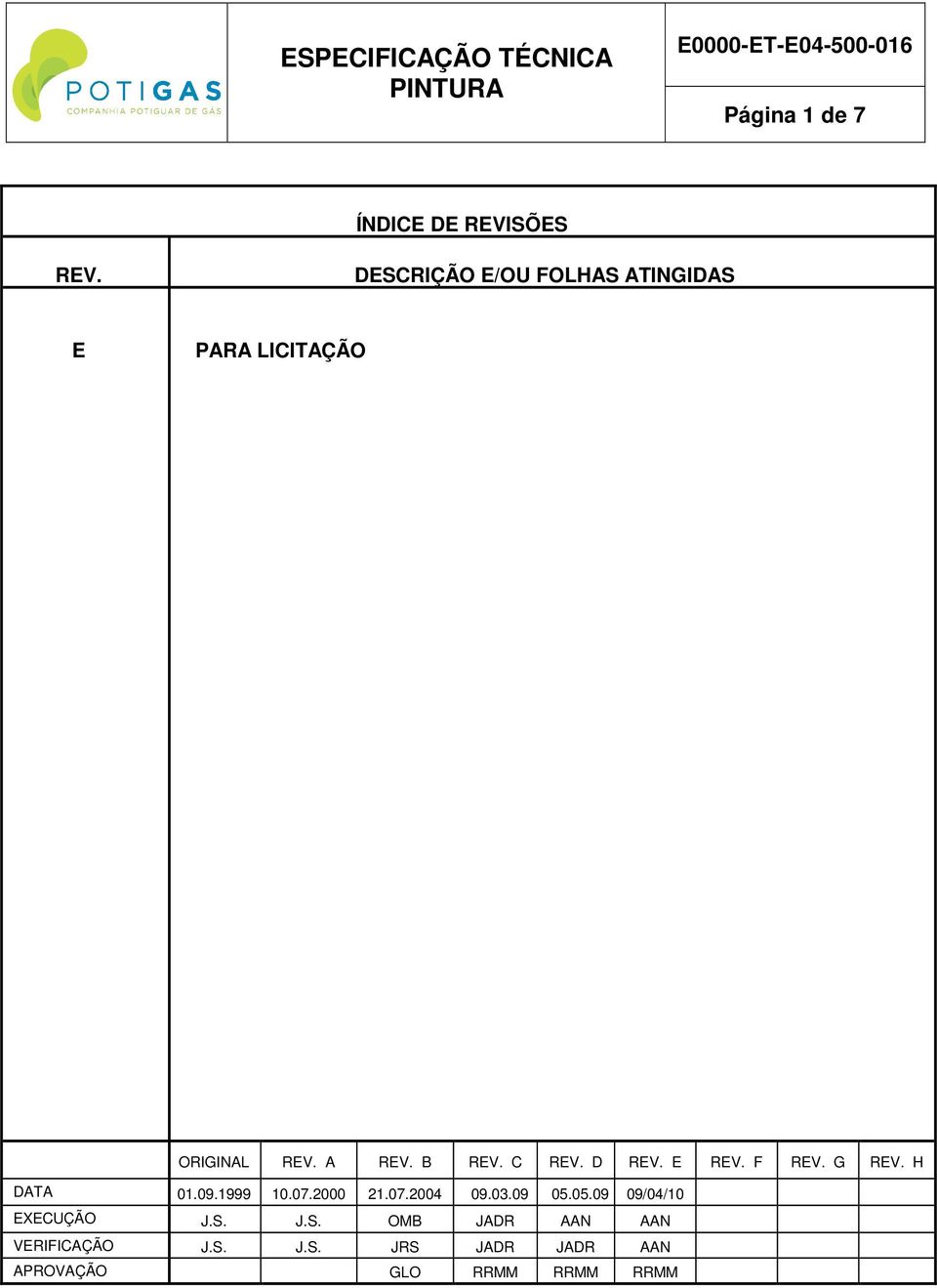C REV. D REV. E REV. F REV. G REV. H DATA 01.09.1999 10.07.2000 21.07.2004 09.03.