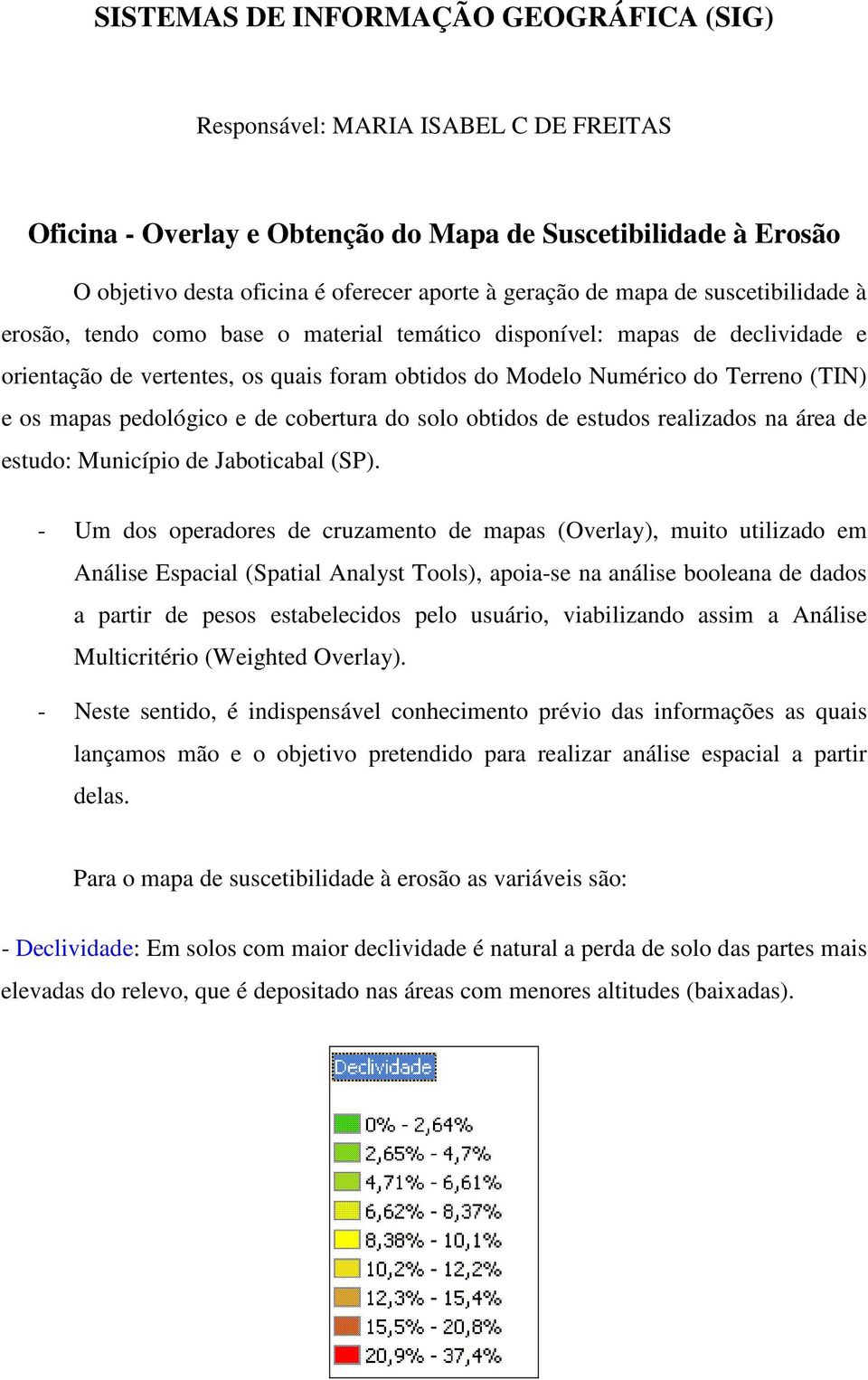 pedológico e de cobertura do solo obtidos de estudos realizados na área de estudo: Município de Jaboticabal (SP).