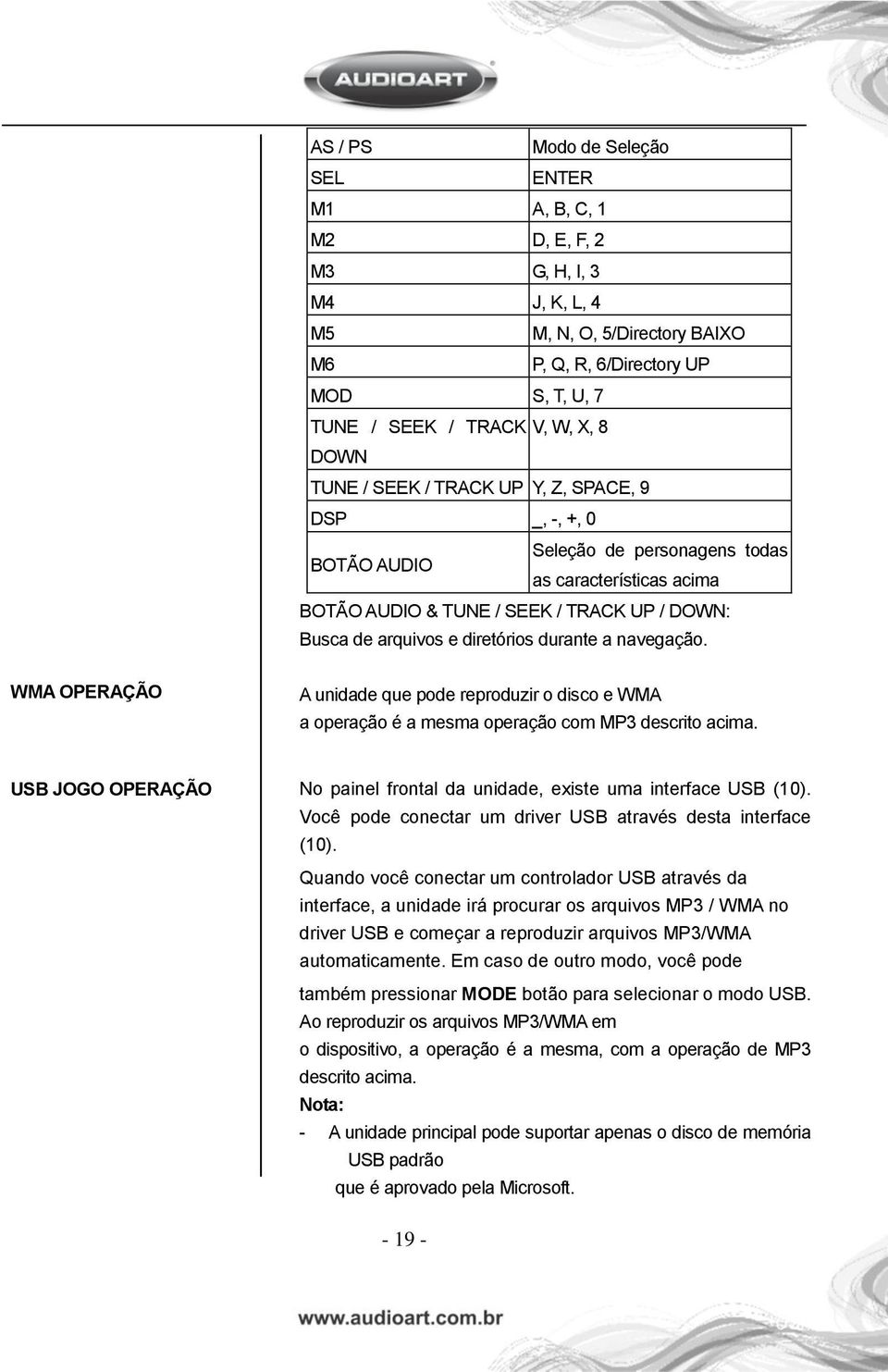 durante a navegação. WMA OPERAÇÃO A unidade que pode reproduzir o disco e WMA a operação é a mesma operação com MP3 descrito acima.