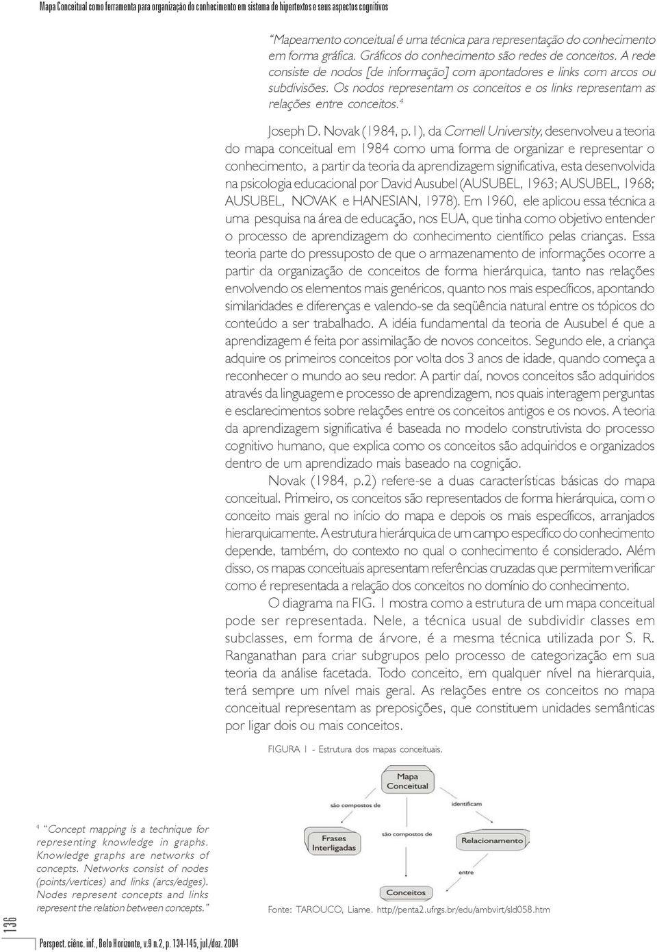 Os nodos representam os conceitos e os links representam as relações entre conceitos. 4 Joseph D. Novak (1984, p.