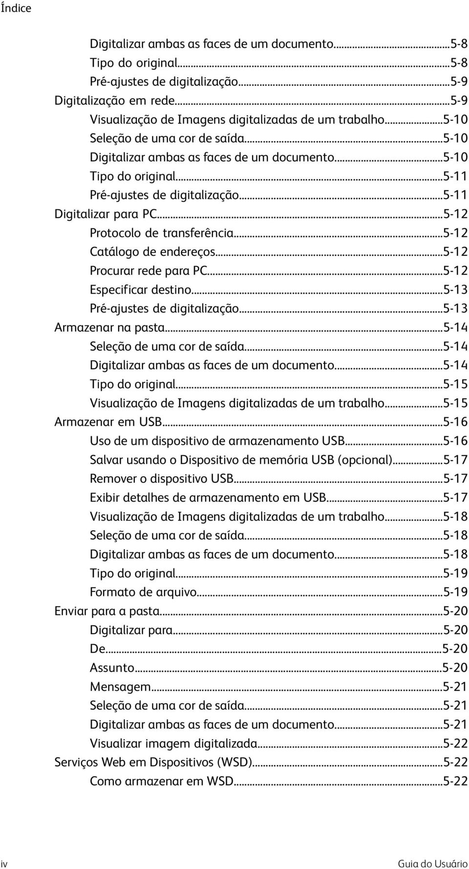 ..5-12 Protocolo de transferência...5-12 Catálogo de endereços...5-12 Procurar rede para PC...5-12 Especificar destino...5-13 Pré-ajustes de digitalização...5-13 Armazenar na pasta.