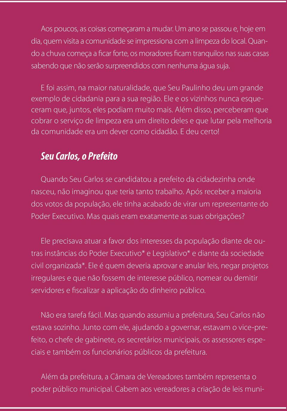 E foi assim, na maior naturalidade, que Seu Paulinho deu um grande exemplo de cidadania para a sua região. Ele e os vizinhos nunca esqueceram que, juntos, eles podiam muito mais.