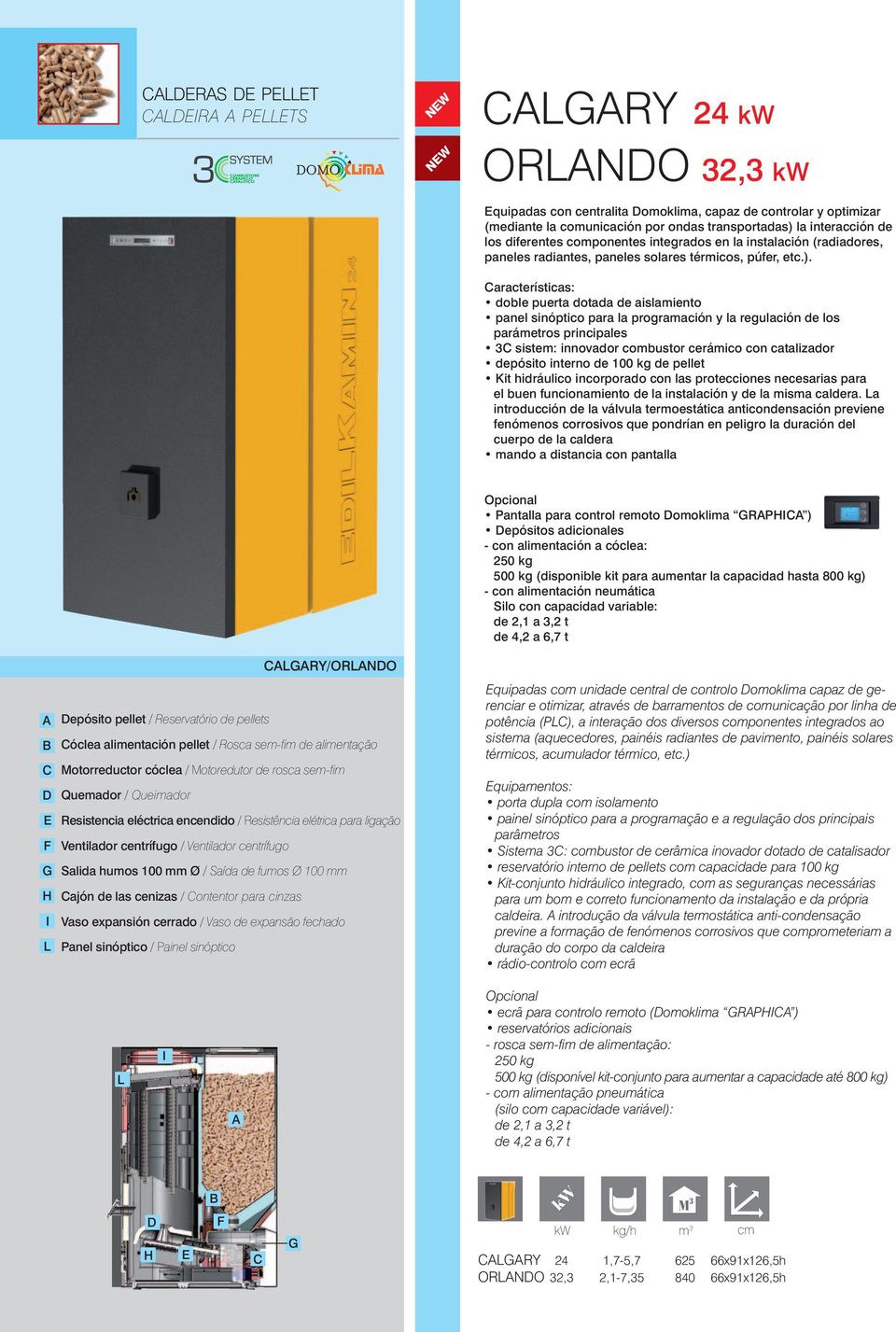 La introducción de la válvula termoestática anticondensación previene cuerpo de la caldera Opcional GRAPHICA ) - con alimentación a cóclea: 250 kg - con alimentación neumática Silo con capacidad