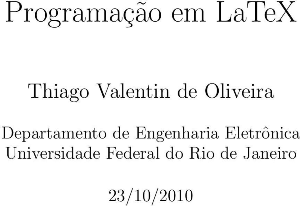 de Engenharia Eletrônica