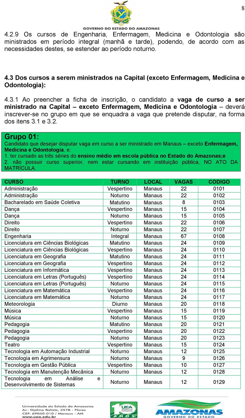 Enfermagem, Medicina e Odontologia deverá inscrever-se no grupo em que se enquadra a vaga que pretende disputar, na forma dos itens 3.1 e 3.2.