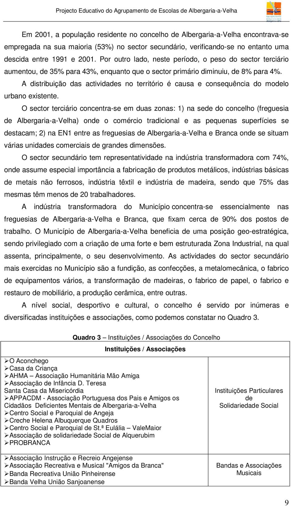 A distribuição das actividades no território é causa e consequência do modelo urbano existente.