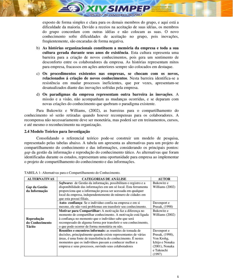 O novo conhecimento sofre dificuldades de aceitação no grupo, pois inovações, freqüentemente, são encaradas de forma negativa.