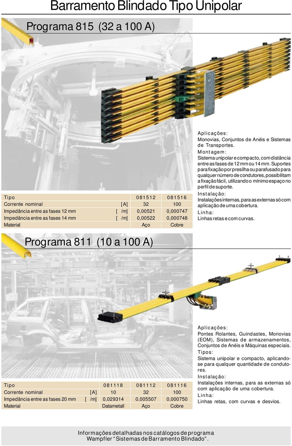 Suportes para fixação por presilha ou parafusado para qualquernúmerodecondutores, possibilitam afixaçãofácil, utilizandoo mínimoespaçono perfil de suporte.