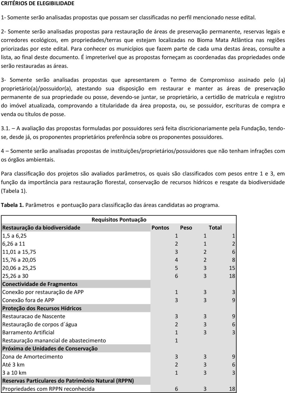 Atlântica nas regiões priorizadas por este edital. Para conhecer os municípios que fazem parte de cada uma destas áreas, consulte a lista, ao final deste documento.