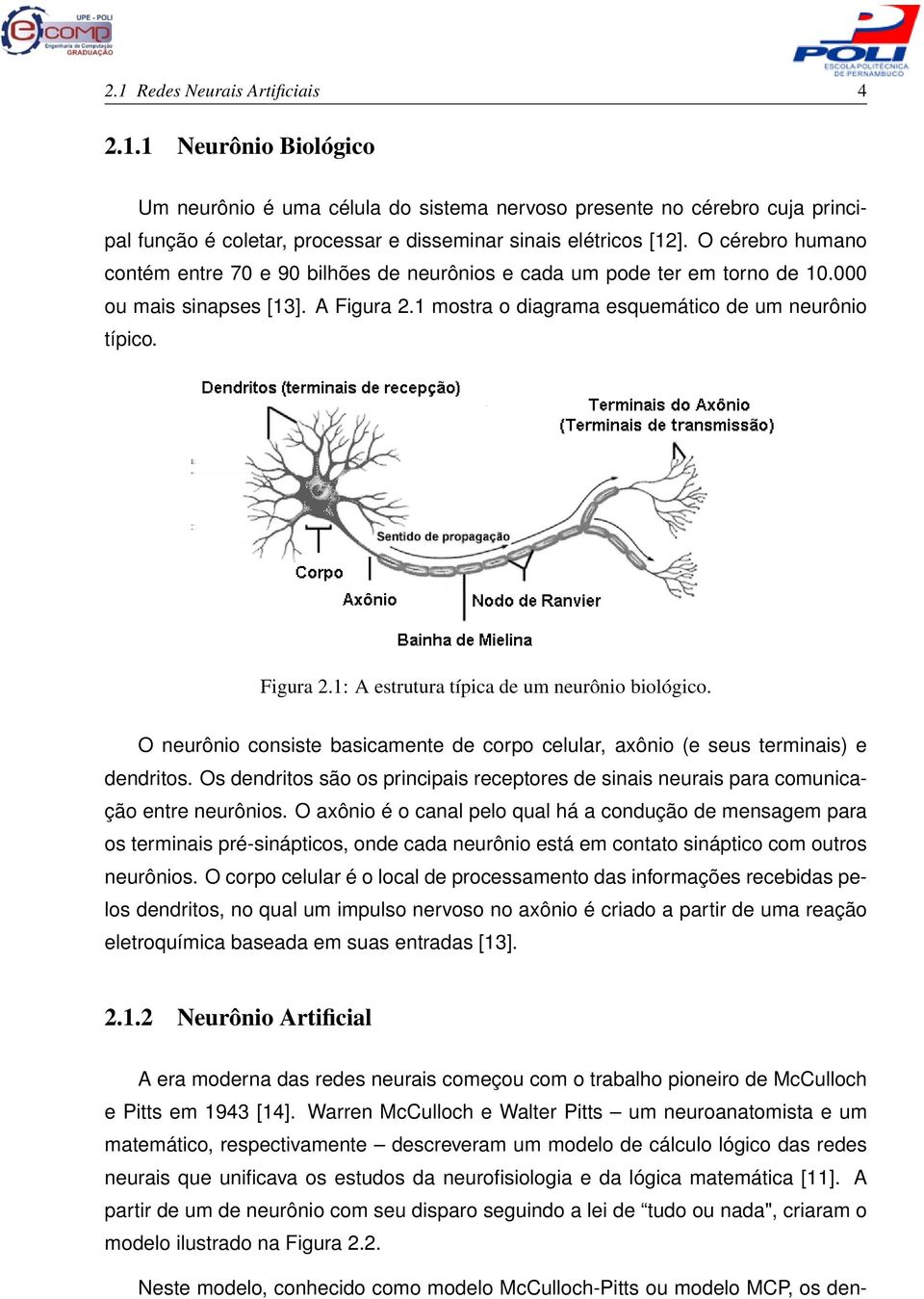 O neurônio consiste basicamente de corpo celular, axônio (e seus terminais) e dendritos. Os dendritos são os principais receptores de sinais neurais para comunicação entre neurônios.