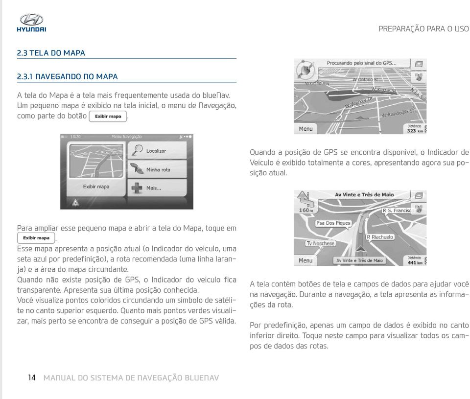 Quando a posição de GPS se encontra disponível, o Indicador de Veículo é exibido totalmente a cores, apresentando agora sua posição atual.