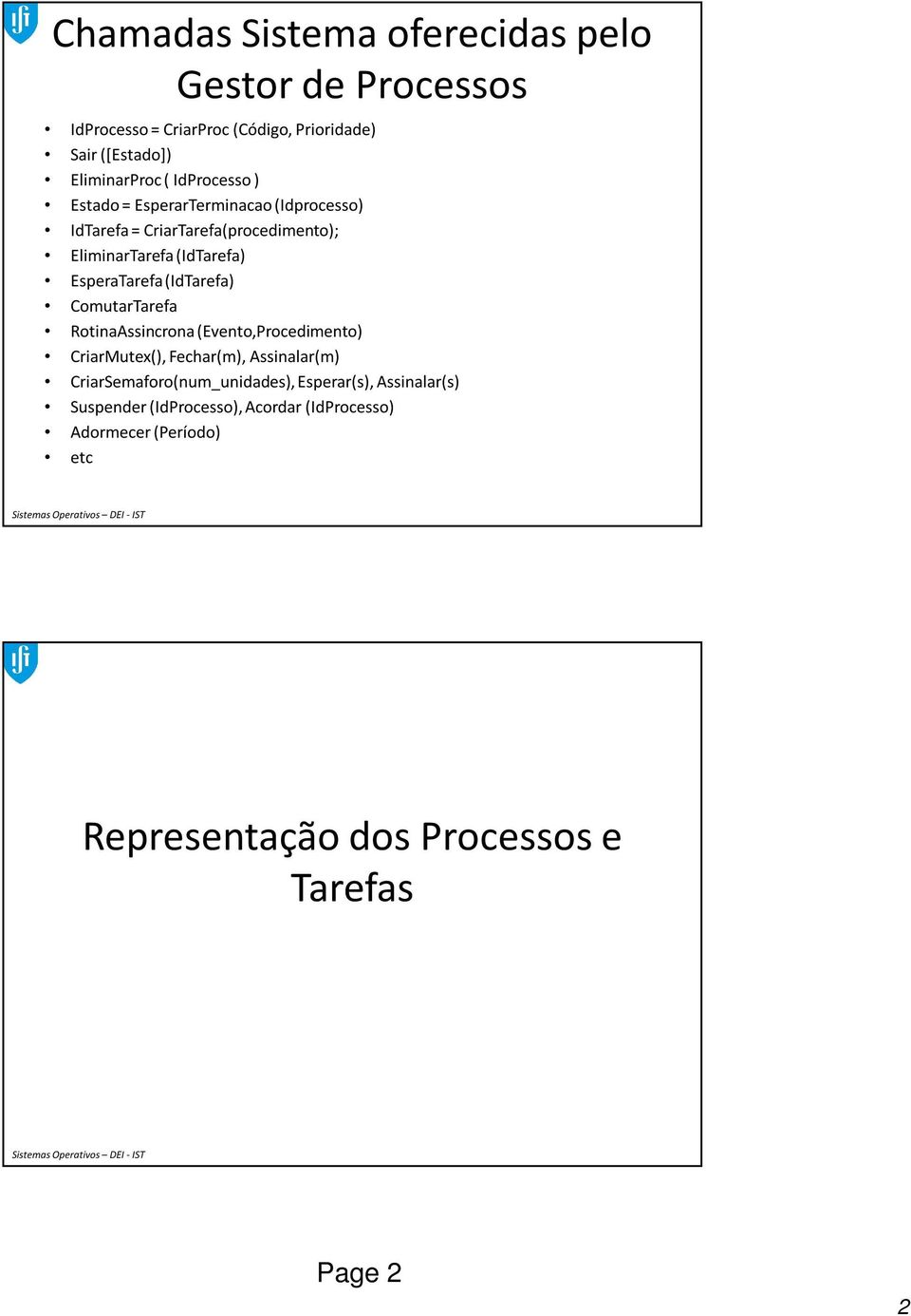 (IdTarefa) ComutarTarefa RotinaAssincrona (Evento,Procedimento) CriarMutex(), Fechar(m), Assinalar(m) CriarSemaforo(num_unidades),