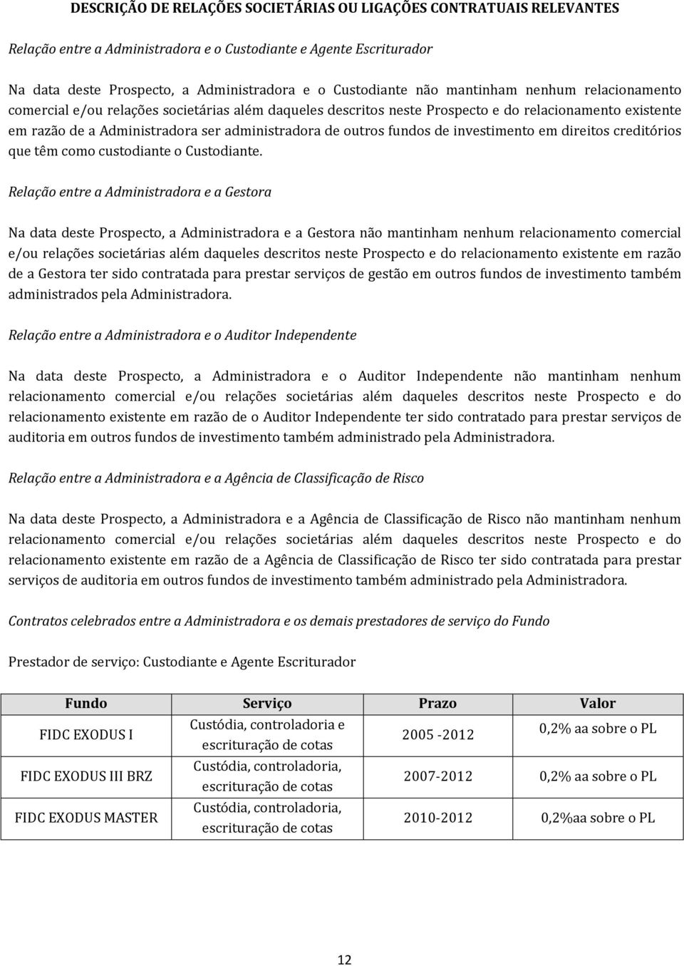 fundos de investimento em direitos creditórios que têm como custodiante o Custodiante.