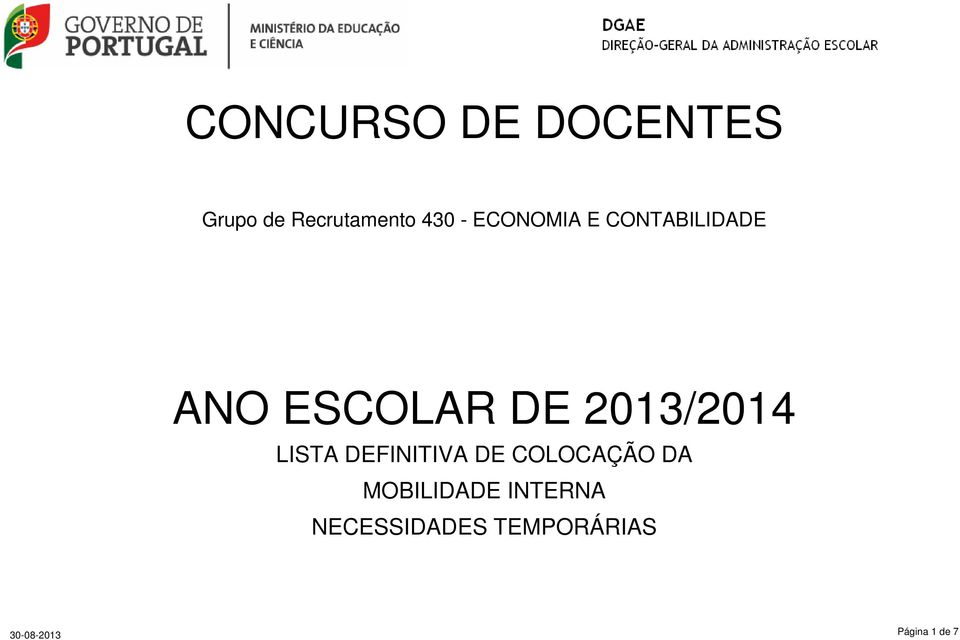 2013/2014 LISTA DEFINITIVA DE COLOCAÇÃO DA