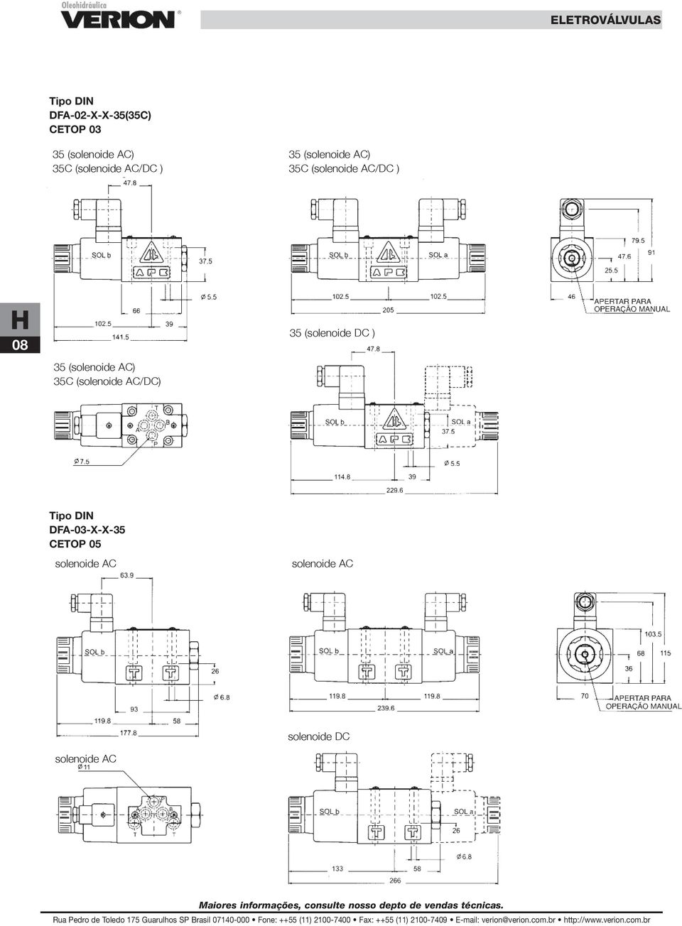 (solenoide DC ) 35 (solenoide AC) 35C (solenoide AC/DC) Tipo DIN