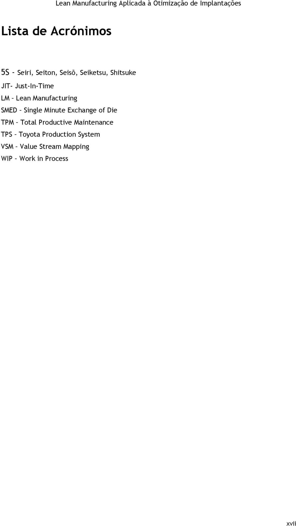 Minute Exchange of Die TPM Total Productive Maintenance TPS