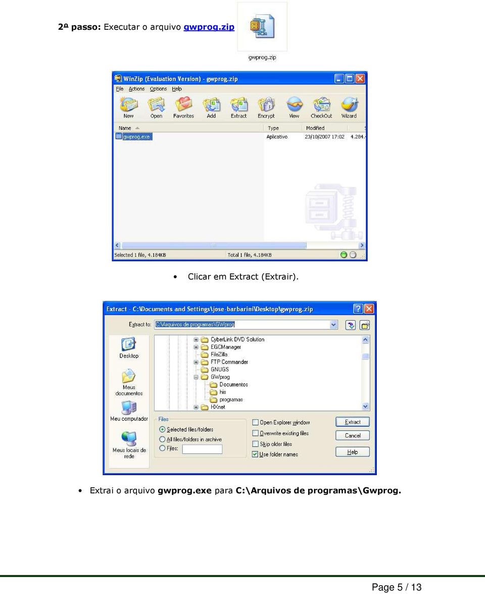 Extrai o arquivo gwprog.