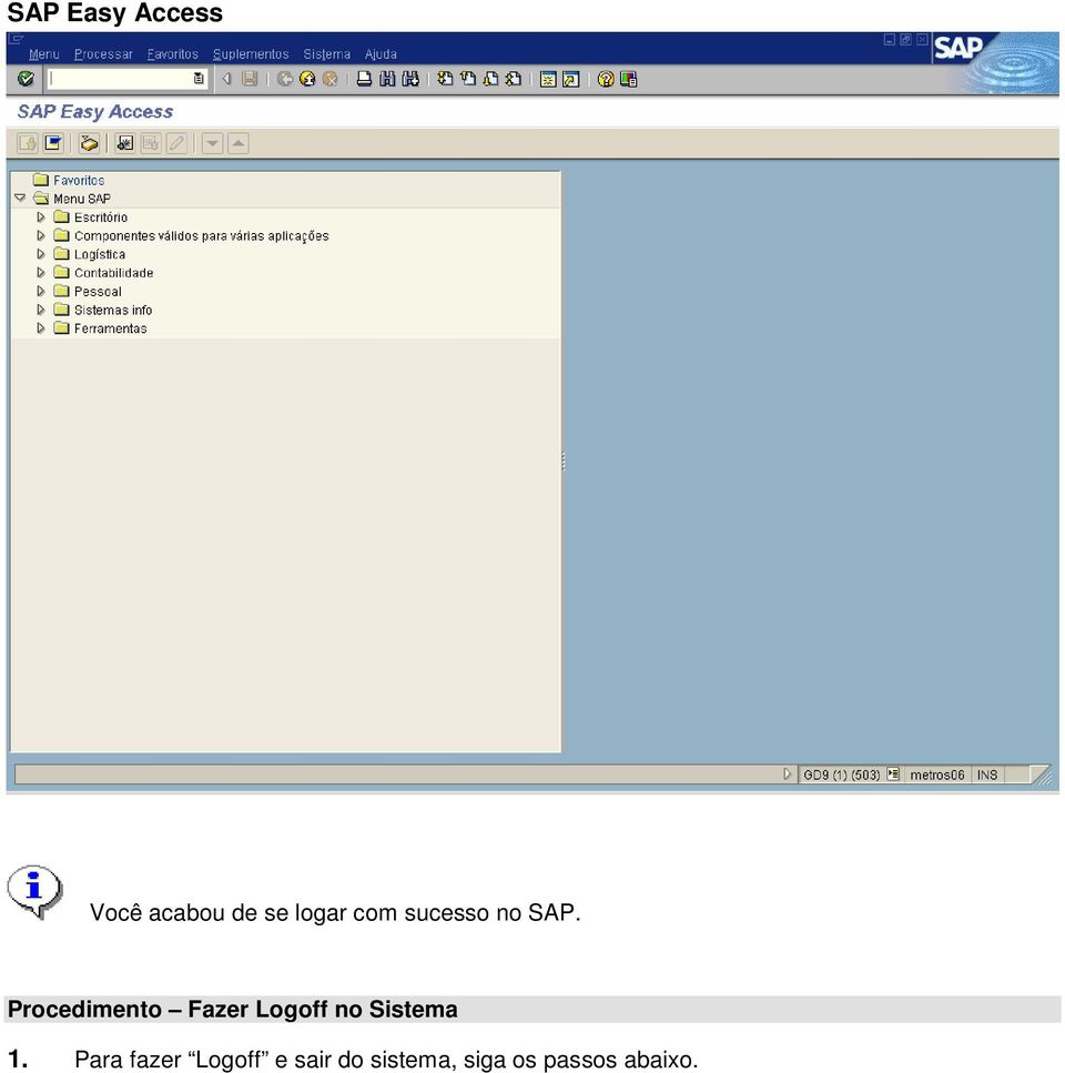 Procedimento Fazer Logoff no Sistema 1.