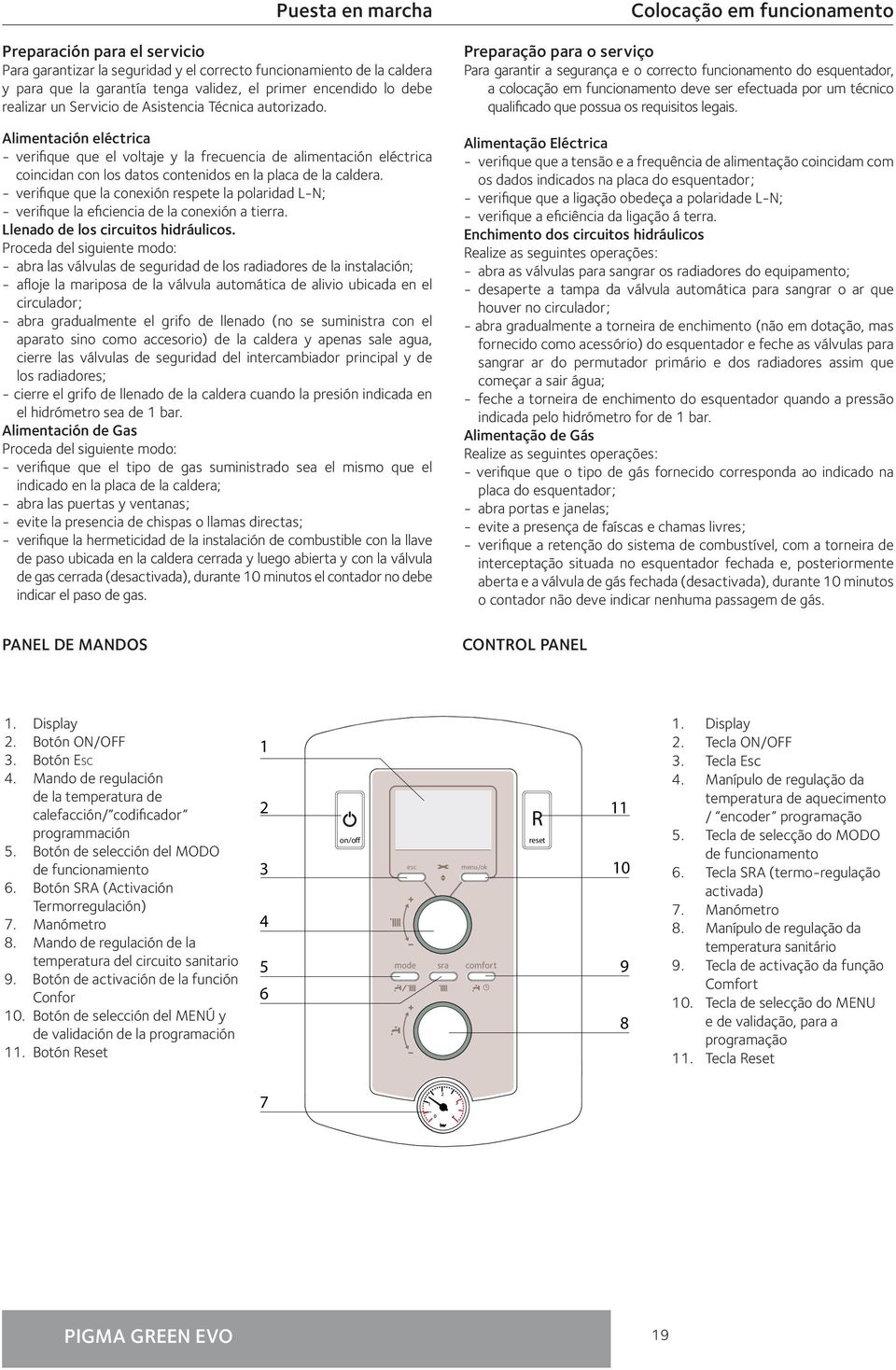 - verifique que la conexión respete la polaridad L-N; - verifique la eficiencia de la conexión a tierra. Llenado de los circuitos hidráulicos.